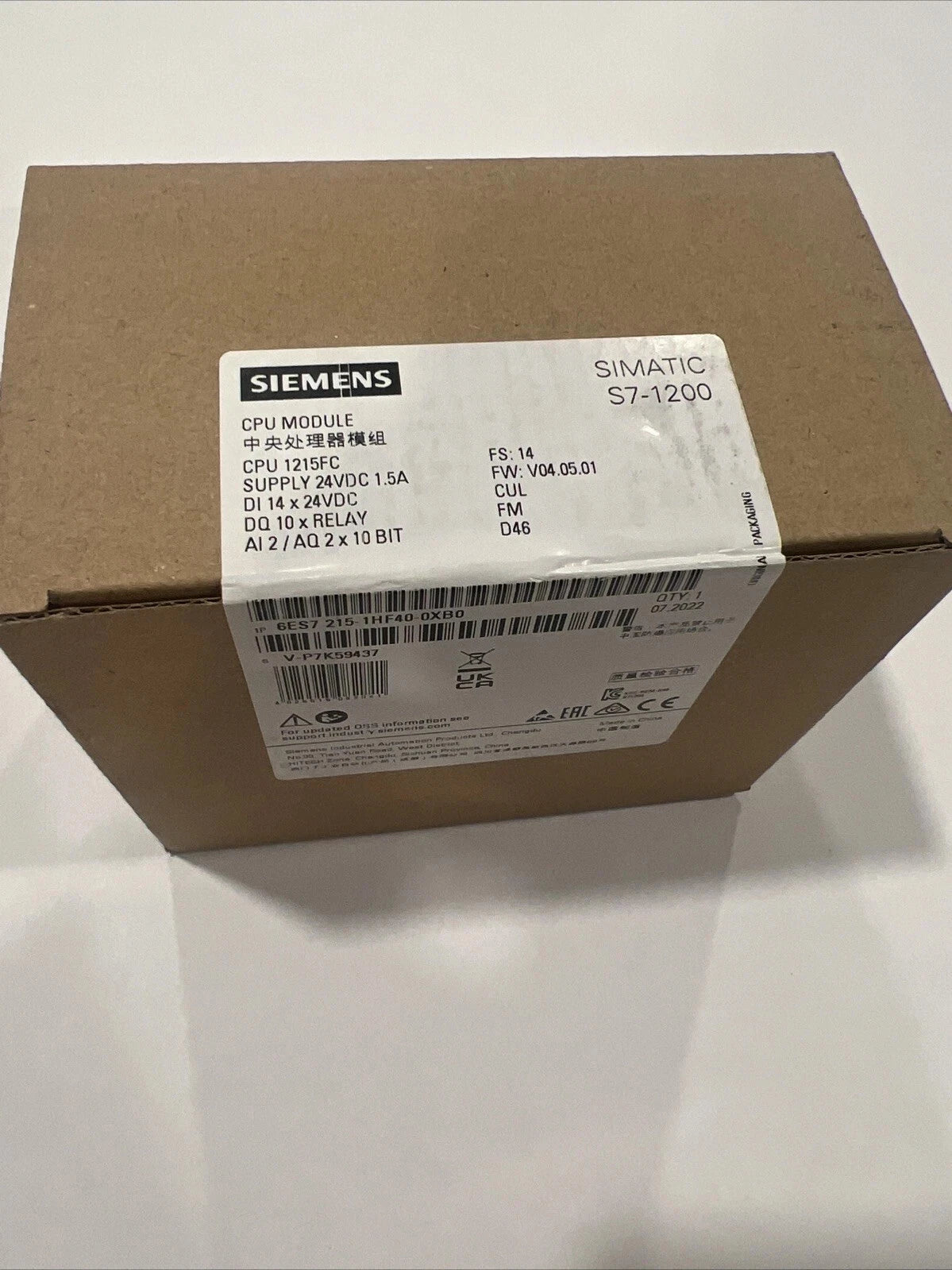 6ES7215-1HF40-0XB0 SIEMENS 6ES7 215-1HF40-0XB0 Central Processing Unit
