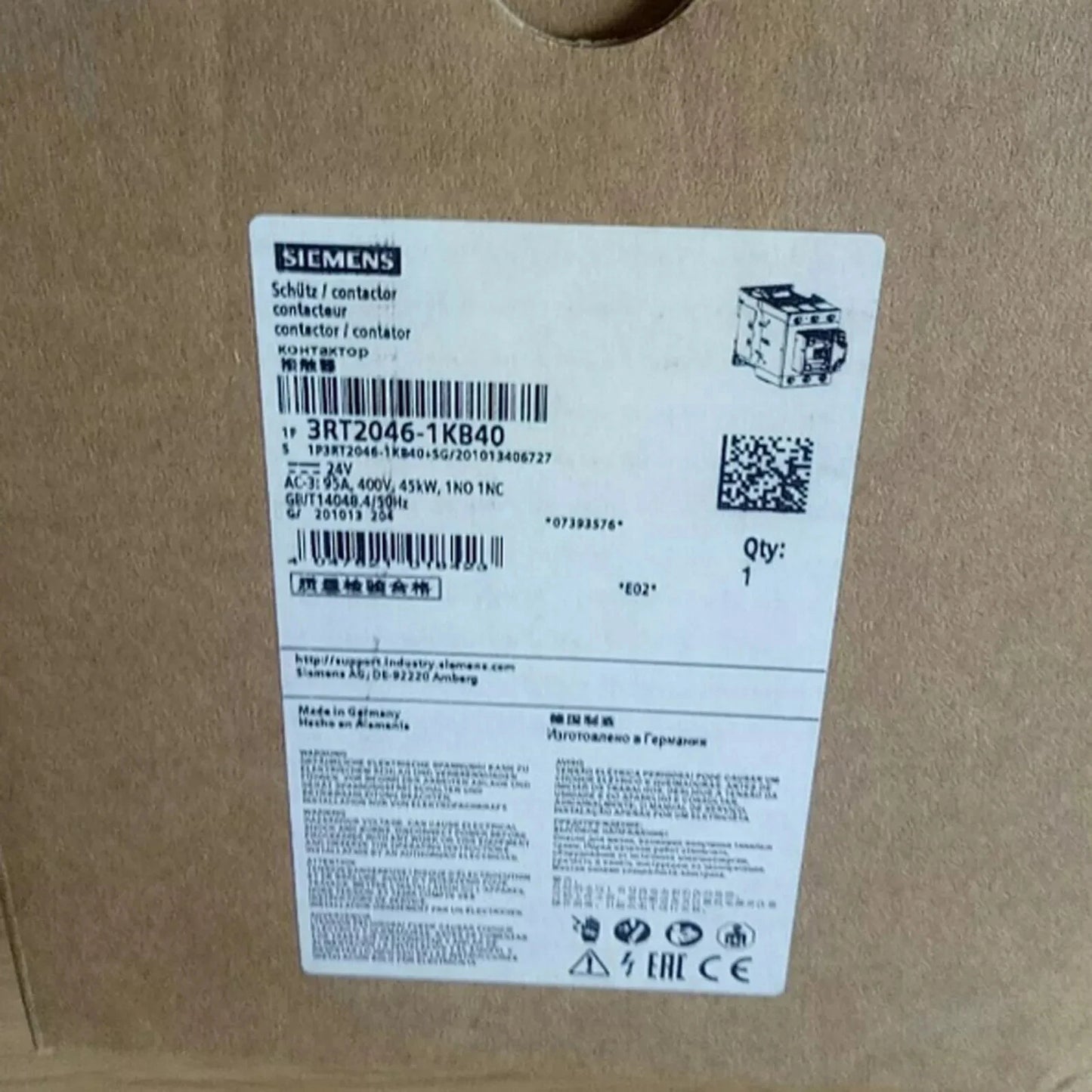 1PC NEW IN BOX Siemens contactor 3RT2046-1KB40 24V FAST SHIP#XR