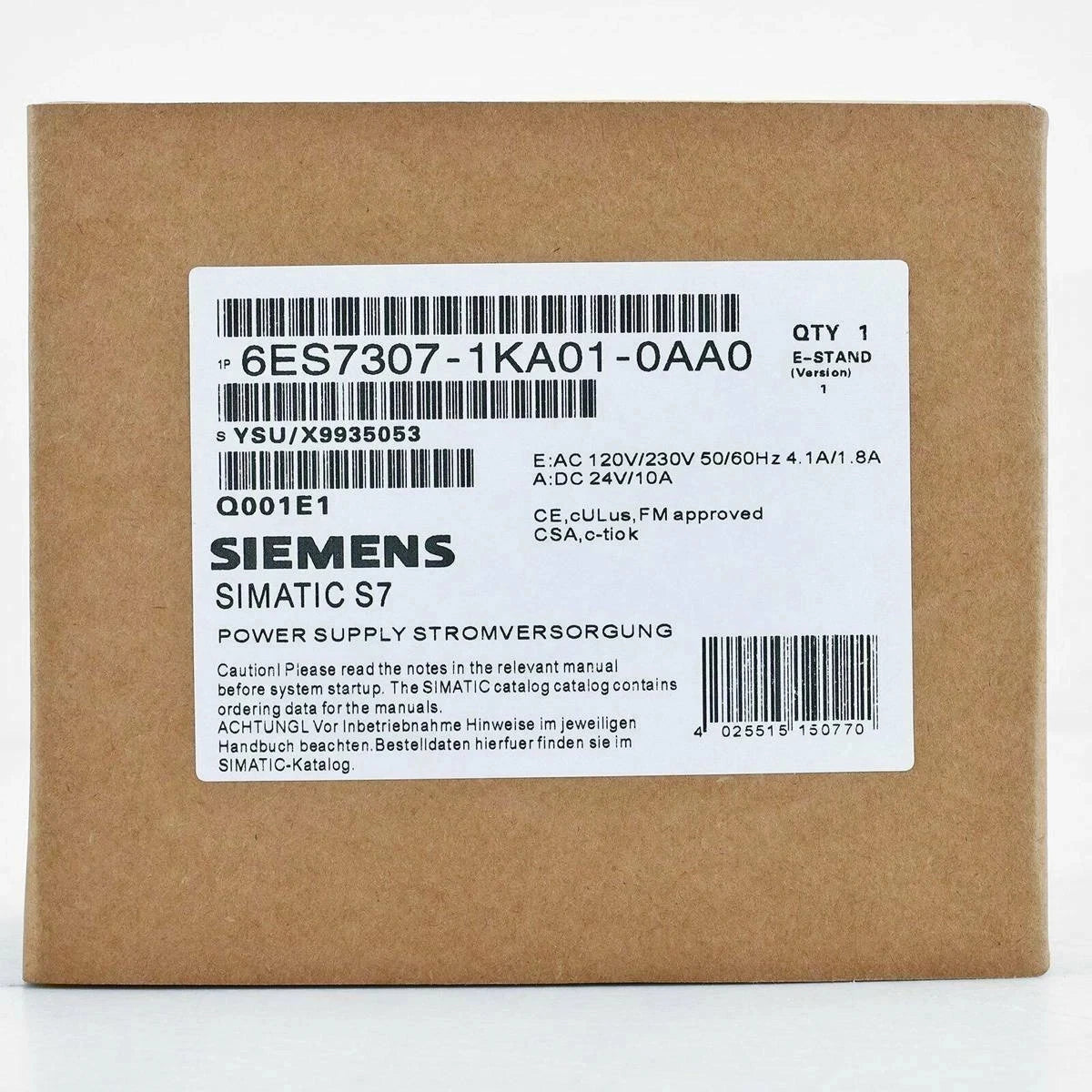 1PCS New Siemens 6ES7307-1KA01-0AA0 module 6ES7 307-1KA01-0AA0