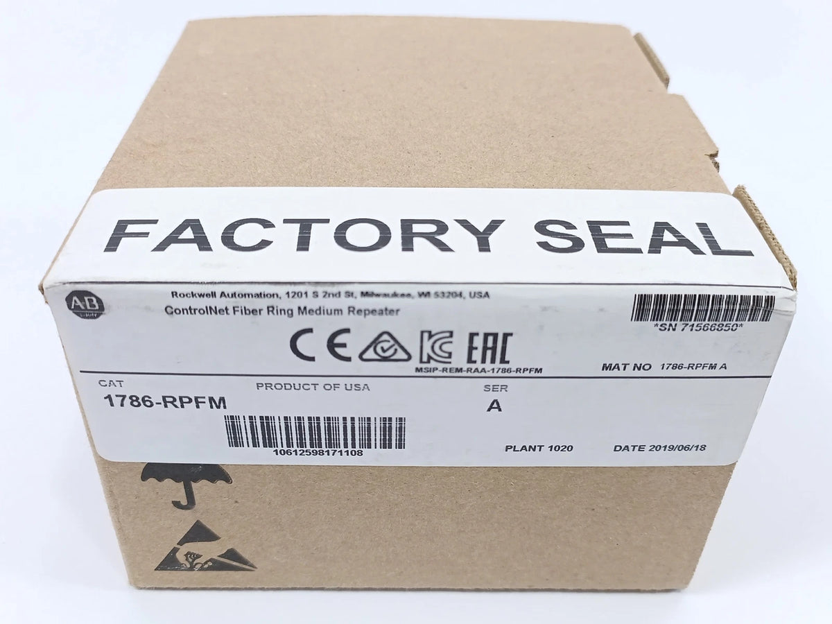New Factory Sealed AB 1786-RPFM /A CONTROLNET FIBER RING MEDIUM REPEATER MODULE