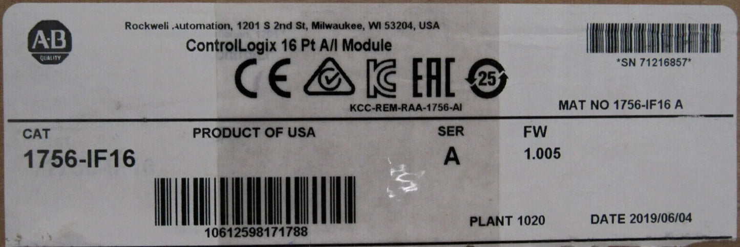 1756-IF16 INPUT MODULE SER.A 1756IF16 NEW