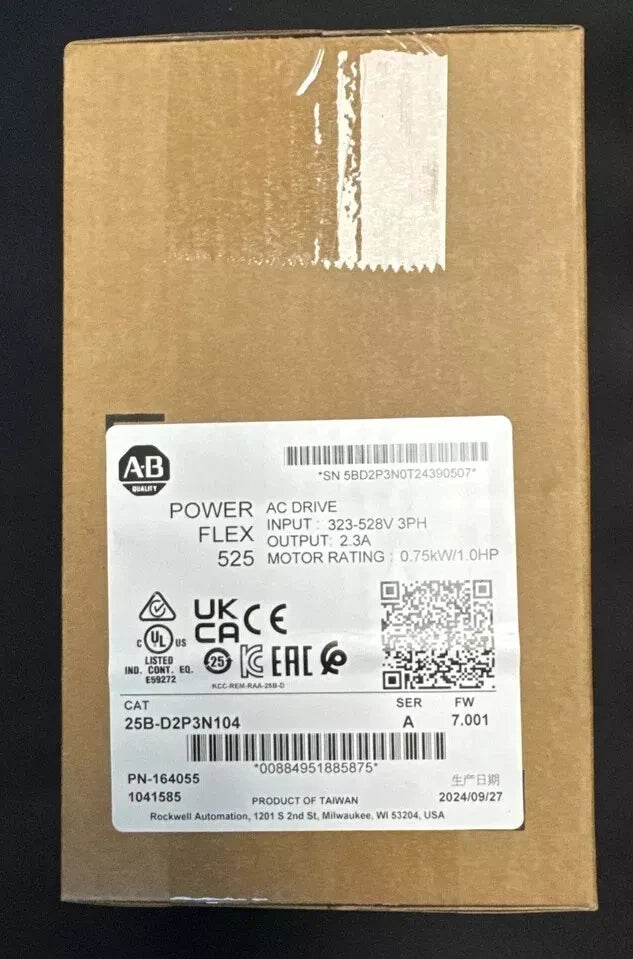 Allen-Bradley 25B-D2P3N104 /A PowerFlex 525 0.75kW 1.0HP AC Drive Sealed