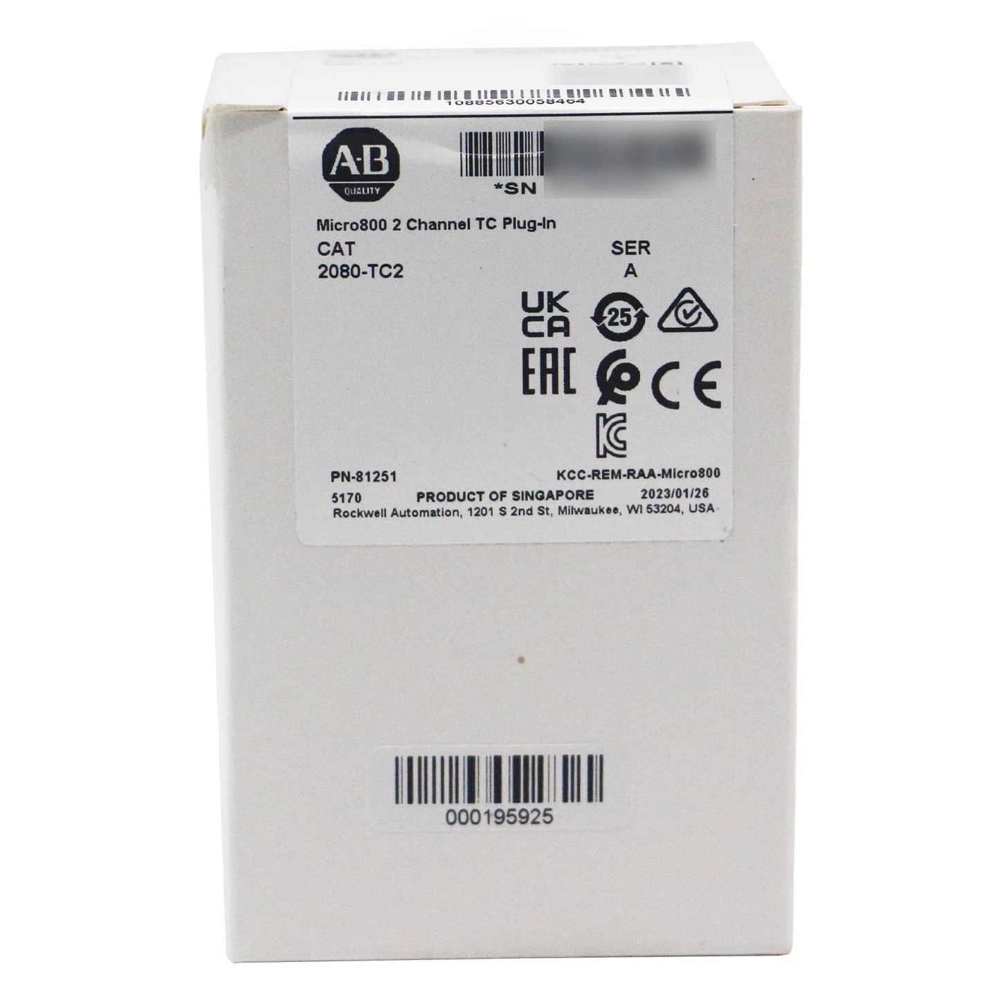 New Sealed 2080-TC2 SER A Allen Bradley Micro 800 2-channel TC Plug-in