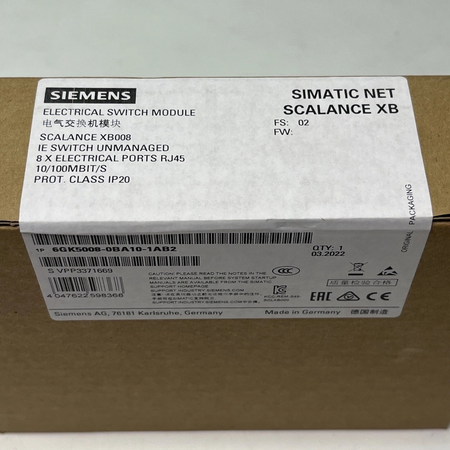 NEW SIEMENS 6GK5008-0BA10-1AB2 Industrial Ethernet Switch 6GK50080BA101AB2
