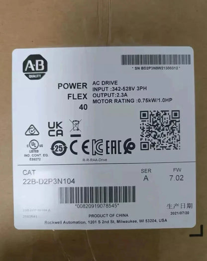 22B-D2P3N104 22BD2P3N104 Allen Bradley PowerFlex 40 AC Drive SURPLUS IN BOX