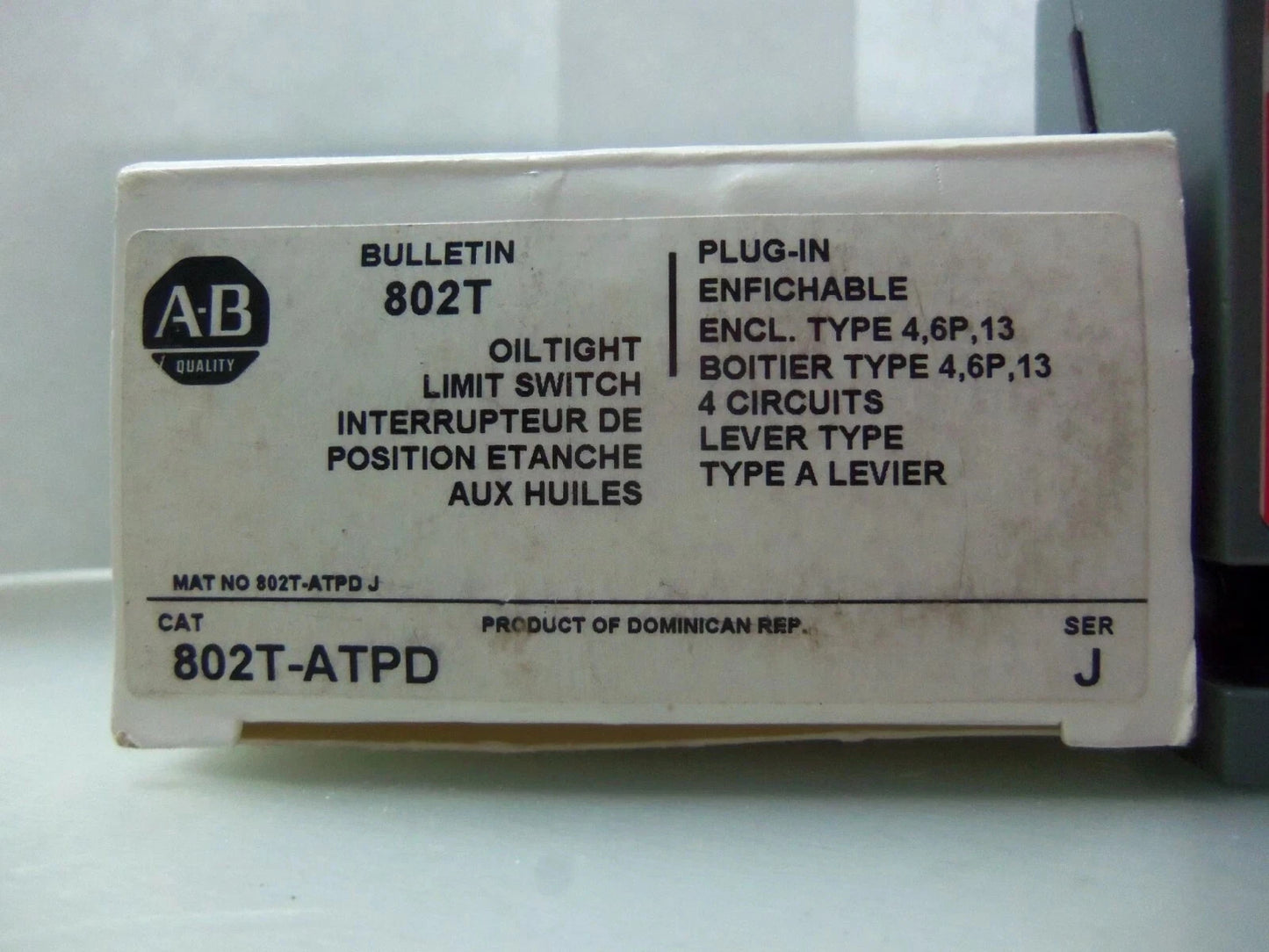 New Allen Bradley 802T-ATPD OilTight Limit Switch Series J NIB