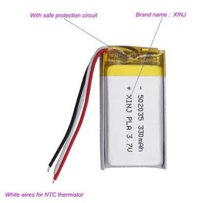 3.7V 300mAh Lipo Rechargeable Battery + PCM For Bluetooth DVD MP3 502035