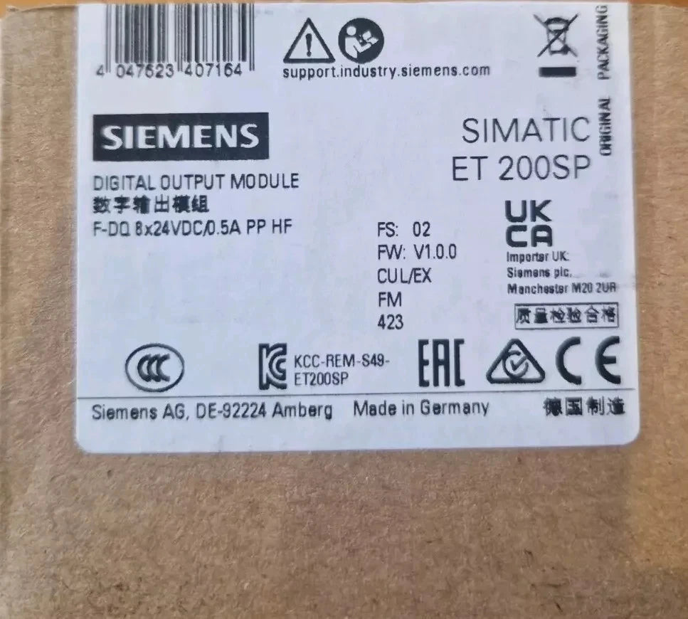 Siemens 6ES7136-6DC00-0CA0 SIMATIC DP module ET 200SP, F-DQ 8x24VDC/0.5A PP HF