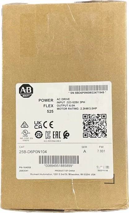 New Allen-Bradley 25B-D6P0N104 /A PowerFlex 525 2.2kW 3Hp AC Drive 25BD6P0N104
