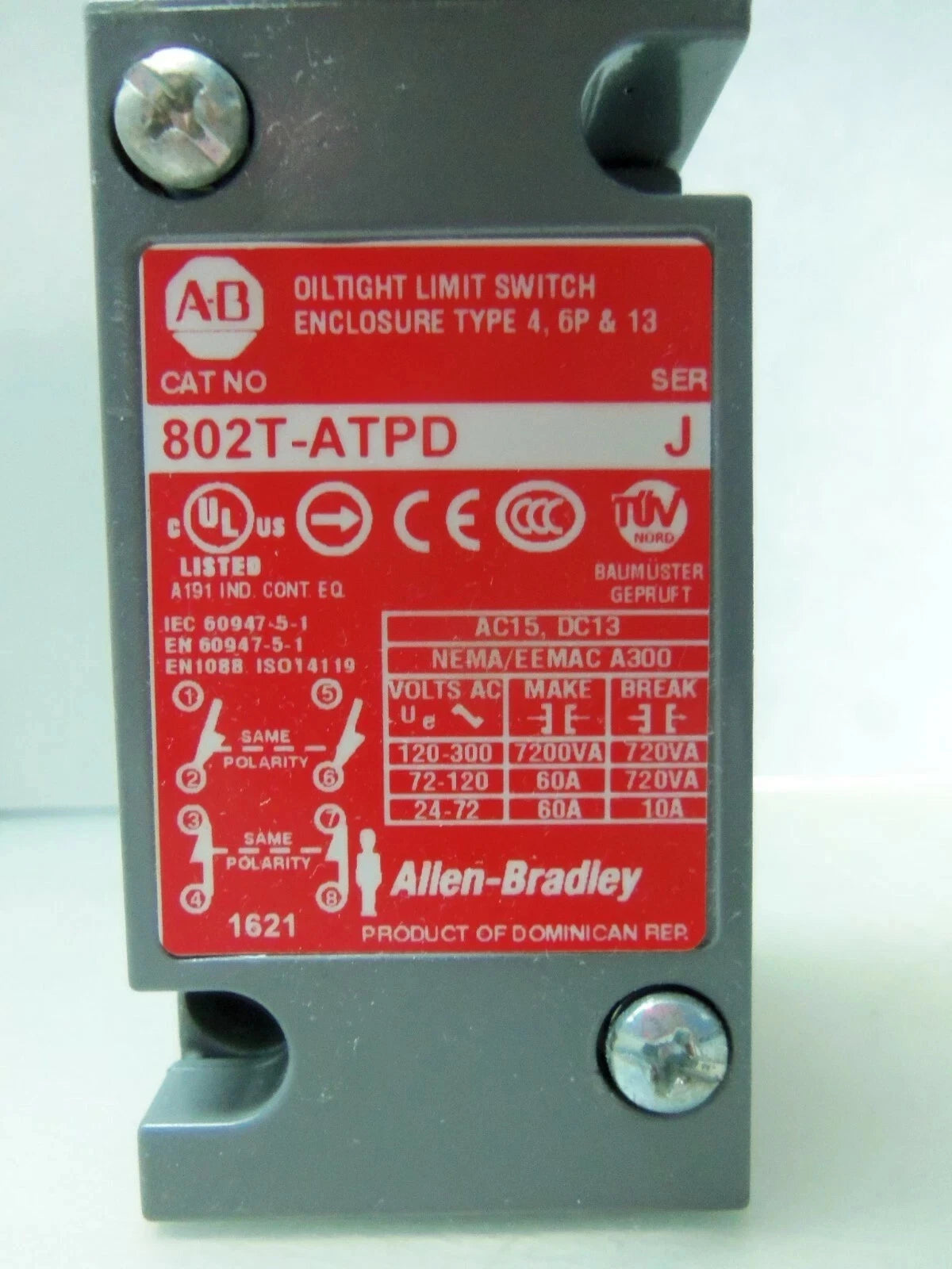 New Allen Bradley 802T-ATPD OilTight Limit Switch Series J NIB