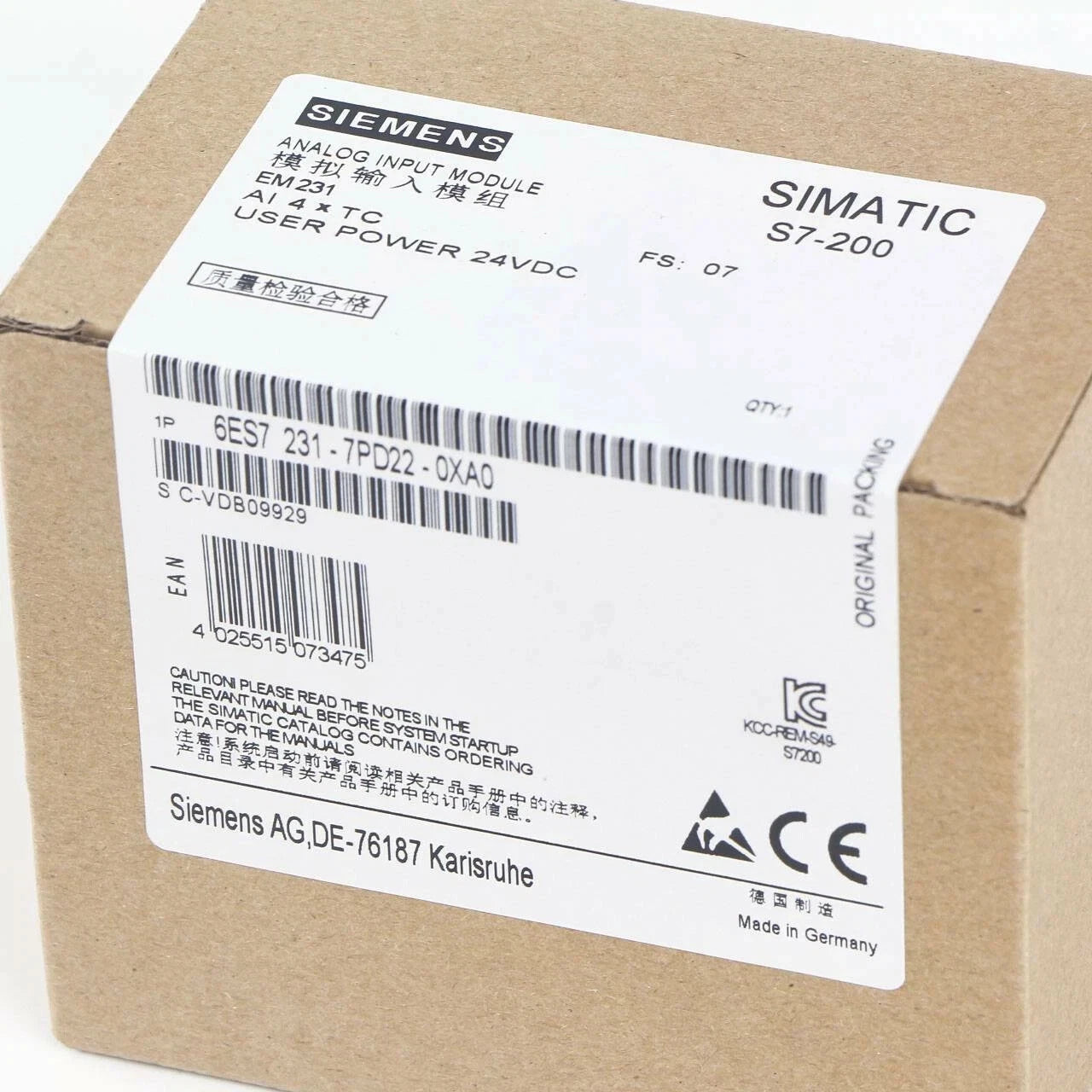 1PCS Siemens 6ES7 231-7PD22-0XA0 6ES7231-7PD22-0XA0 New
