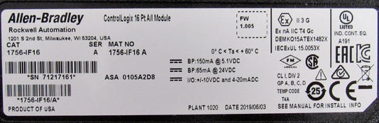 1756-IF16 INPUT MODULE SER.A 1756IF16 NEW
