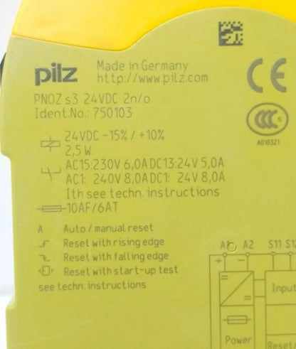 Pilz PNOZ S3 24VDC 2N/O 1SC Safety Relay 750103 Screw Terminal