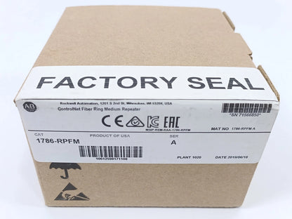 New Factory Sealed AB 1786-RPFM /A CONTROLNET FIBER RING MEDIUM REPEATER MODULE