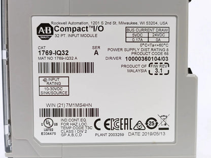 New Factory Sealed AB 1769-IQ32 /A CompactLogix 24V DC Input Module 1769IQ32