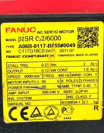 Fanuc A06B-0117-B855 #0049 AC Servo Motor