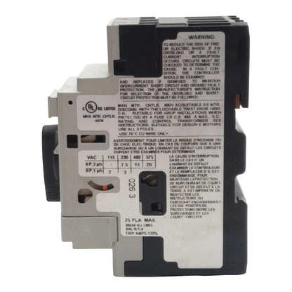 Allen Bradley 140M-C2E-C25 Circuit Breaker, 3-Pole 3PH 1NO + 1NC, 18-25A, 690VAC