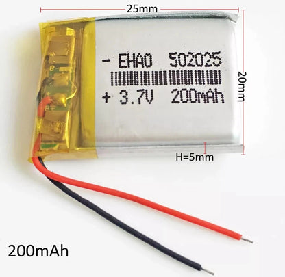 3.7V 200mAh Lipo Rechargeable Battery 502025 For MP3 MID Headphone Bluetooth GPS
