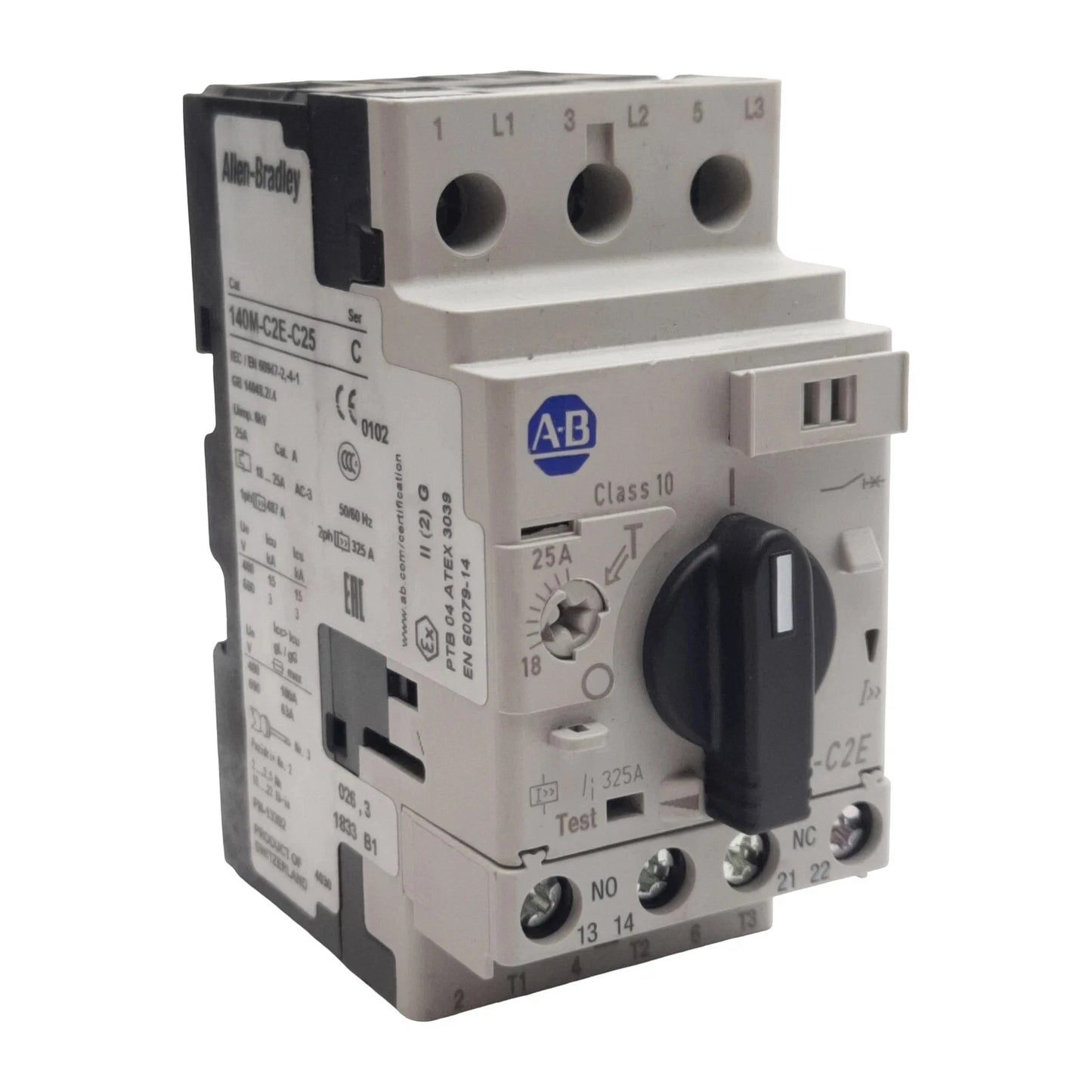 Allen Bradley 140M-C2E-C25 Circuit Breaker, 3-Pole 3PH 1NO + 1NC, 18-25A, 690VAC