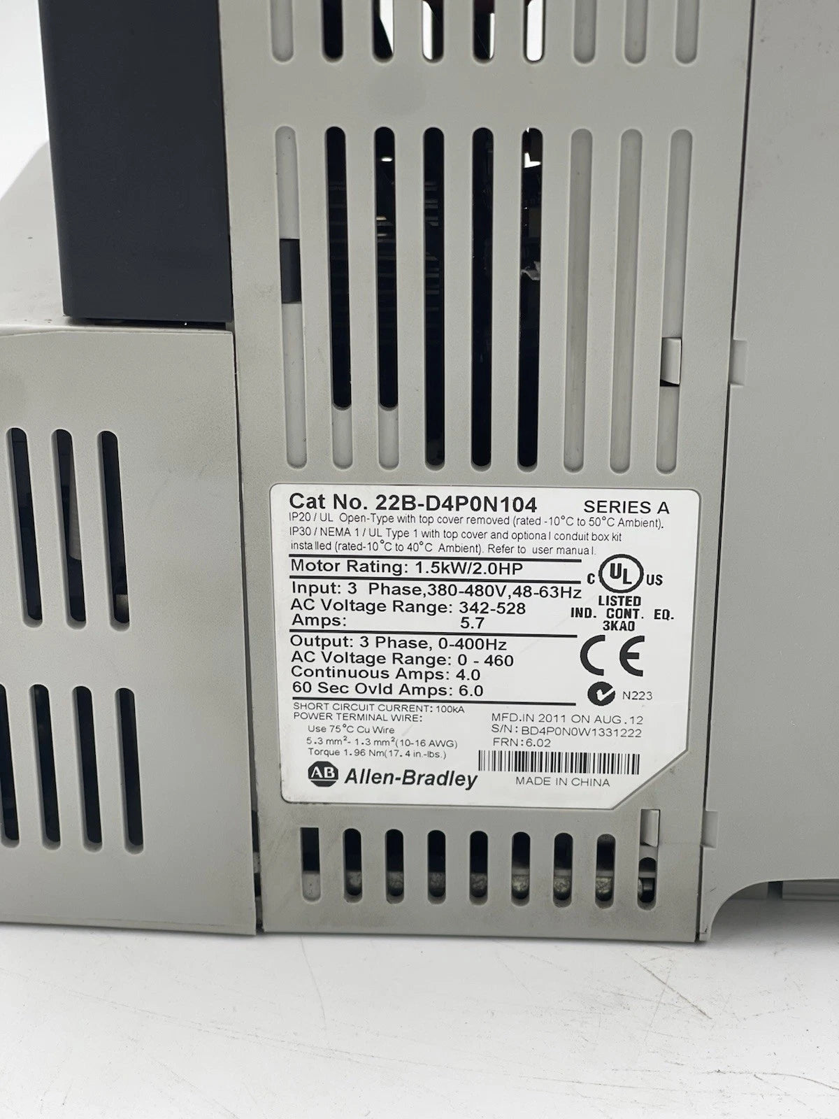 Factory Sealed Allen-Bradley 22B-D4P0N104 PowerFlex 40 AC Drive NEW 22BD4P0N104