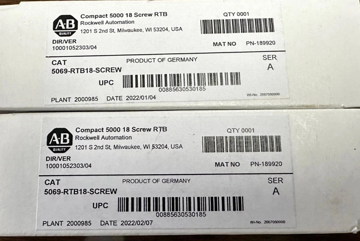 NIB MULTIPLE Allen Bradley 5069-RTB18-SCREW /A Compact 5000 18-Screw RTB SEALED