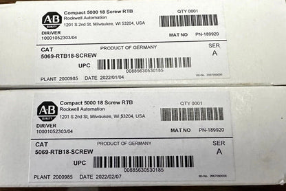 NIB MULTIPLE Allen Bradley 5069-RTB18-SCREW /A Compact 5000 18-Screw RTB SEALED