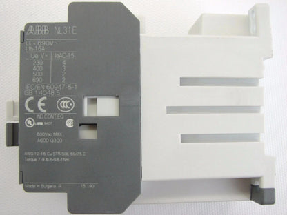 NEW ABB 1SBH143001R8131 24 VDC 4-POLE CONTACTOR RELAY NL31E 3-NO 1-NC