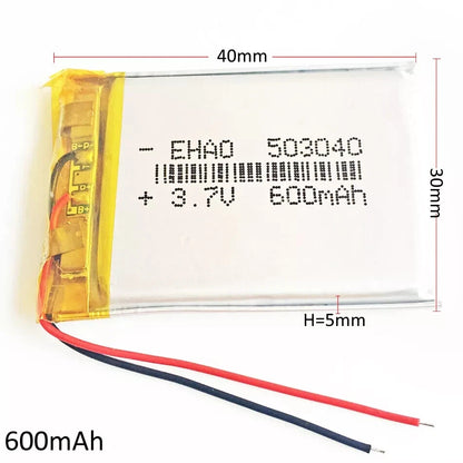 3.7V 600mAh Lipo Rechargeable Battery JST 2pin plug For DVD GPS Bluetooth 503040