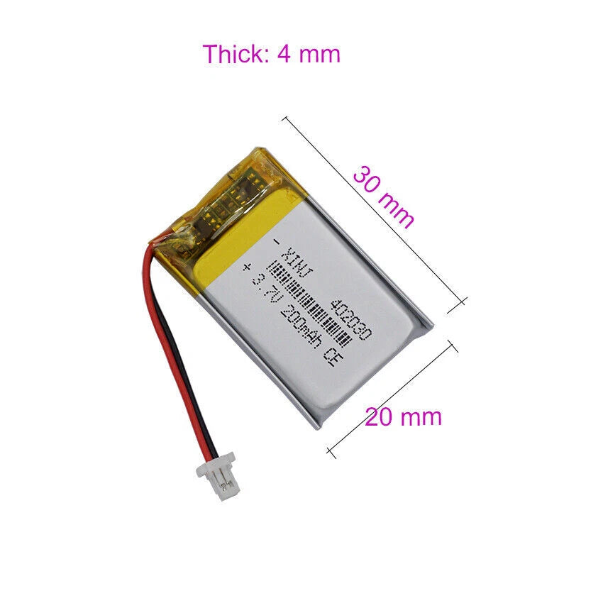3.7V LiPo Polymer Rechargeable Battery 200mAh 402030 For MP3 GPS Headpho