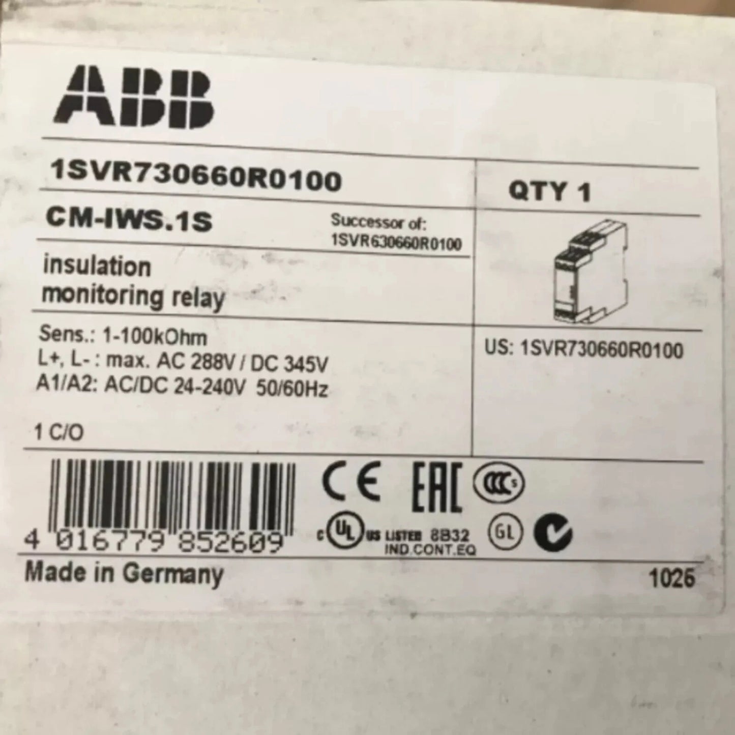 1PC new ABB CM-IWS.1S 1SVR730660R0100 Monitoring Relay Free ship #YP1