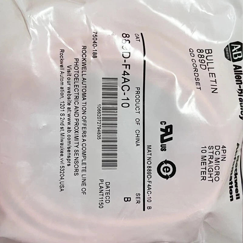 Allen Bradley 889D-F4AC-10 Ser B QD Cordset 10m Long, 4-Pin, 250V, 4A