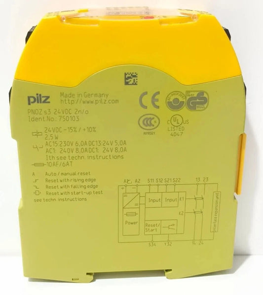 Pilz PNOZ S3 24VDC 2N/O 1SC Safety Relay 750103 Screw Terminal
