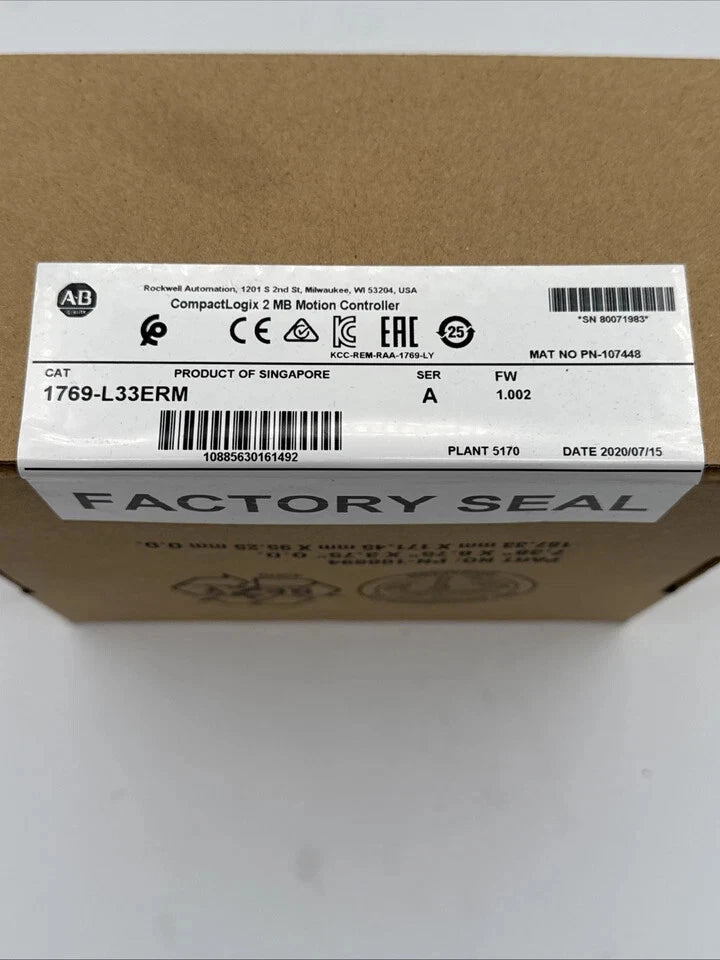 Allen Bradley 1769-L33ERM CompactLogix 2 MB Motion Controller New Factory Sealed