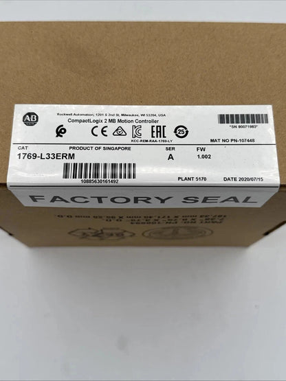 Allen Bradley 1769-L33ERM CompactLogix 2 MB Motion Controller New Factory Sealed