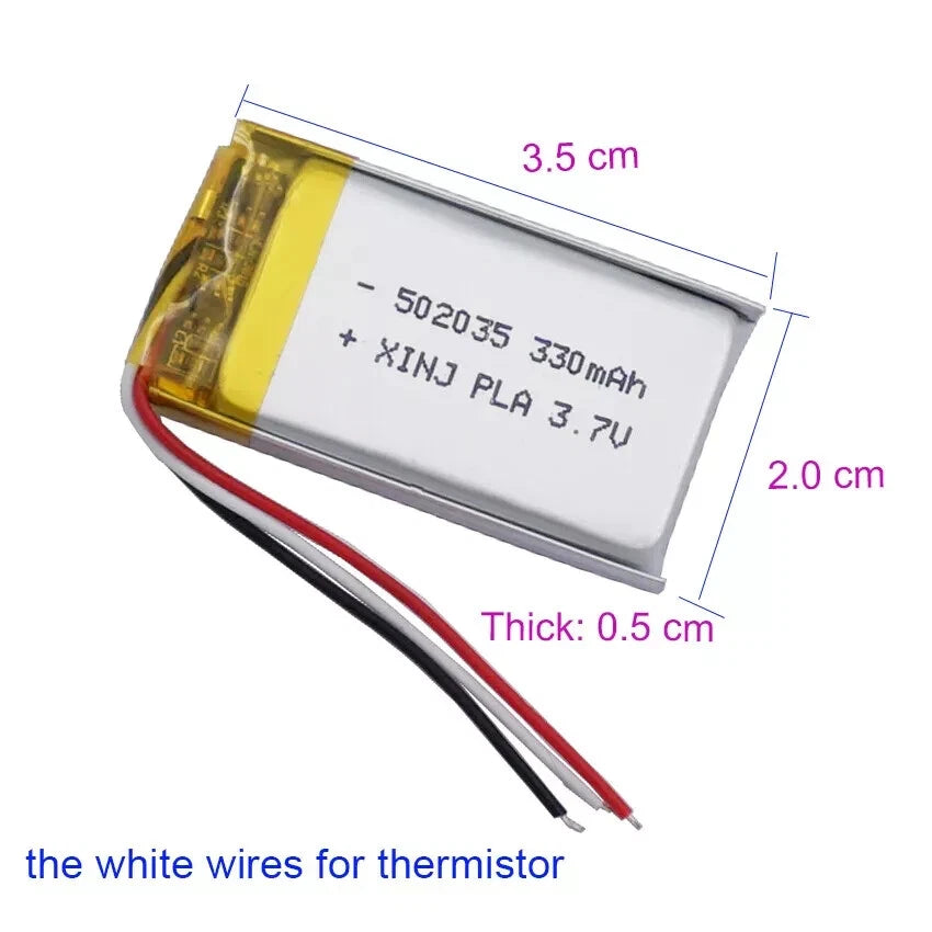 3.7V 300mAh Lipo Rechargeable Battery + PCM For Bluetooth DVD MP3 502035