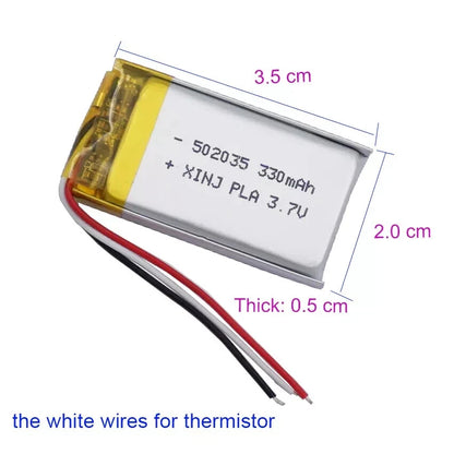 3.7V 300mAh Lipo Rechargeable Battery + PCM For Bluetooth DVD MP3 502035