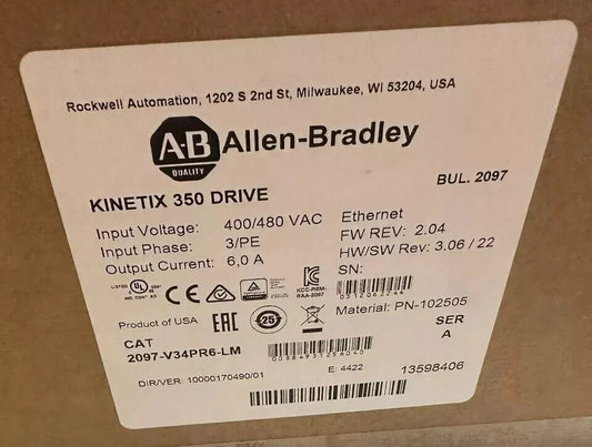 New Allen-Bradley 2097-V34PR6-LM Kinetix 350 3.0kW Servo Drive AB 2097-V34PR6-LM