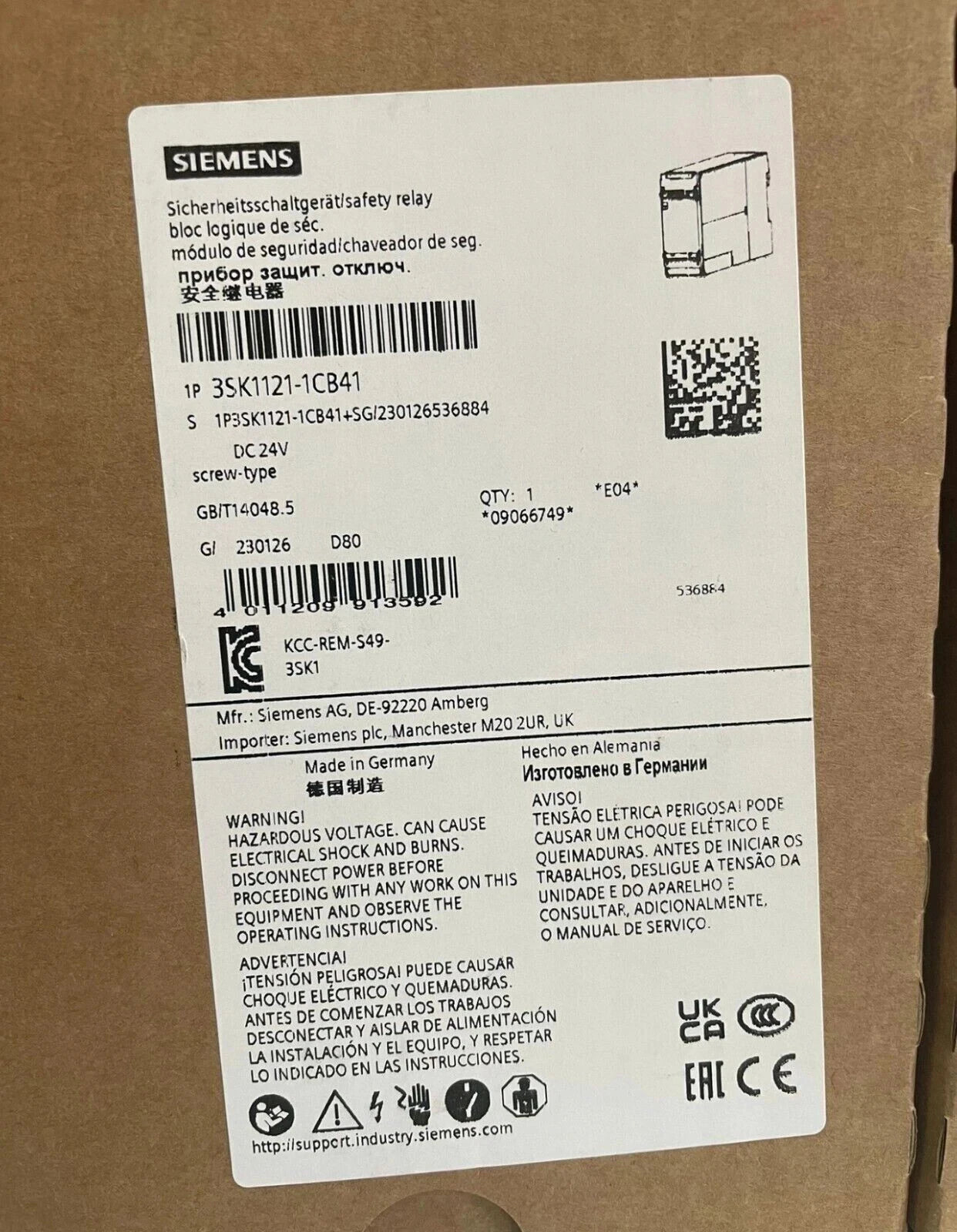 3SK1121-1CB41 1pc New Sealed Siemens SIRIUS Safety Relay 3SK1121-1CB41