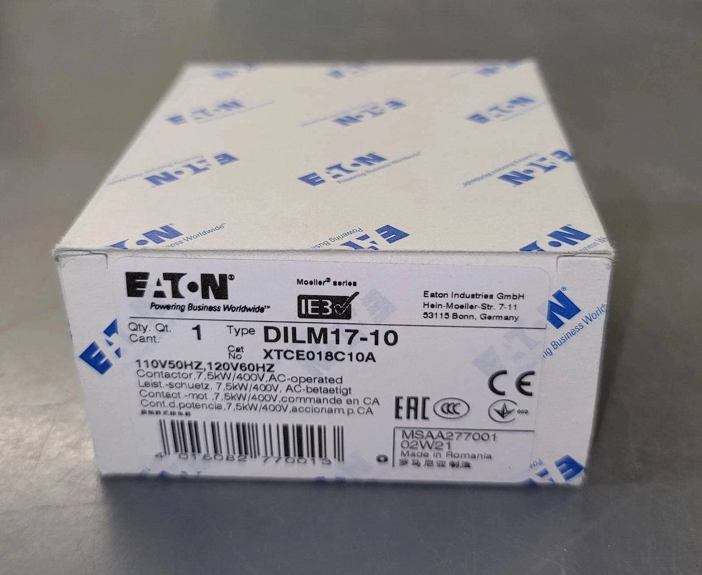 XTCE018C10A Eaton DILM17-10 Moeller IEC Contactor - New
