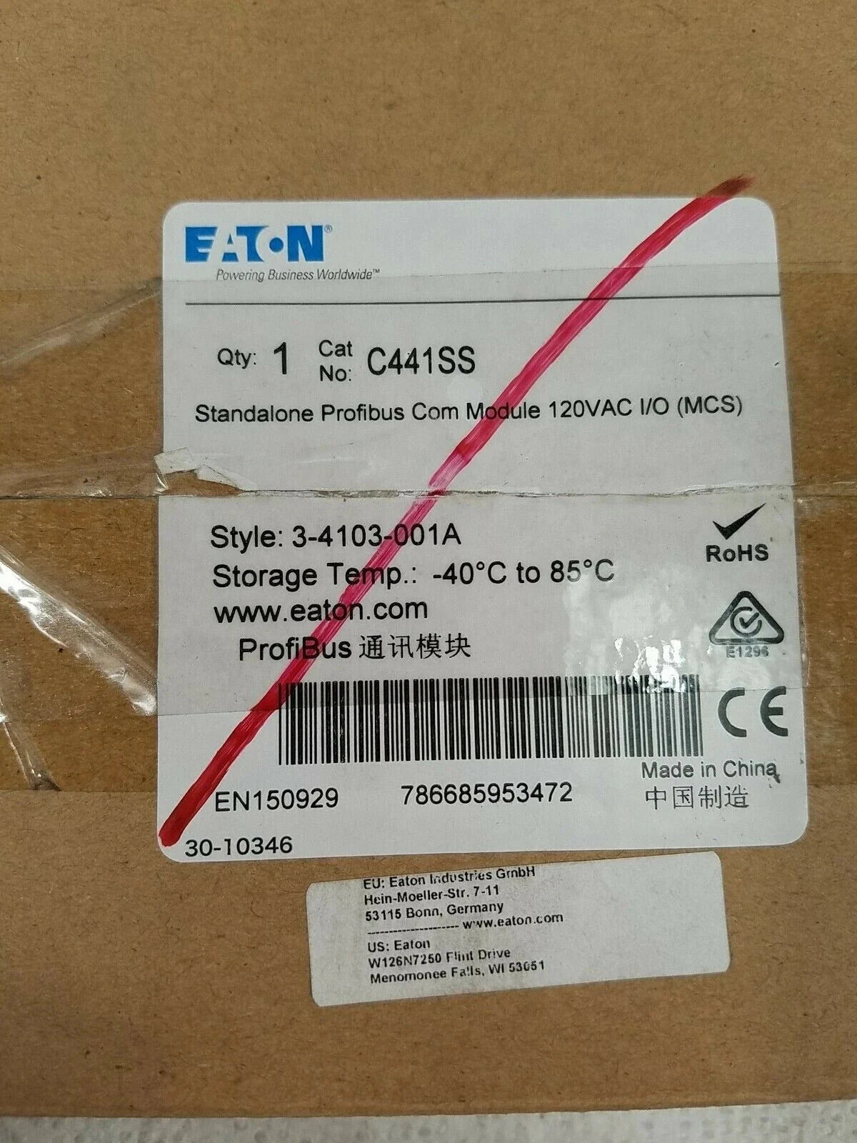 Eaton C441S PLC I/O Module Profibus Communication Module 120VAC 4 Input-2 Output