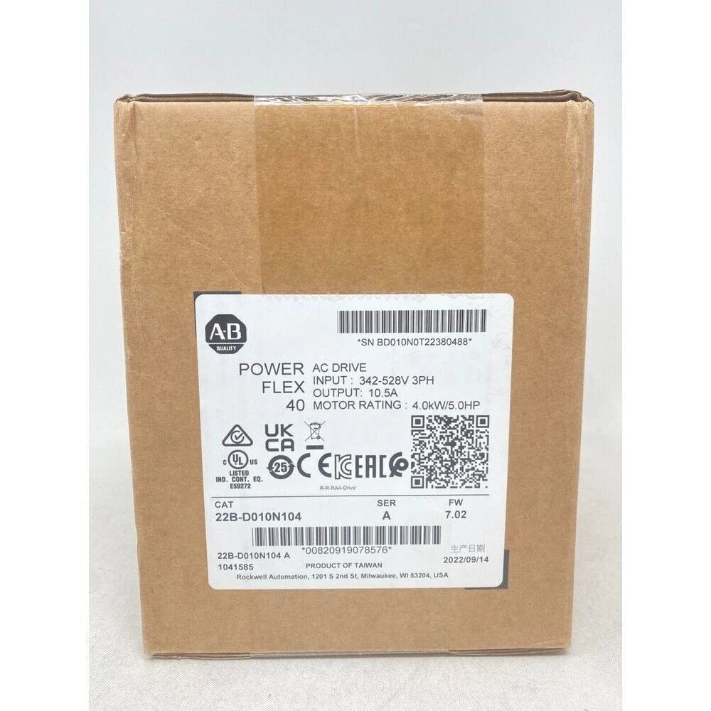 Sealed AB22B-D010N104 /A PowerFlex 40 AC Drive 4.0kW/5HP/7.02FW A US Free Tax