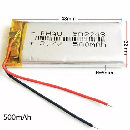 3.7V 500mAh Li-polymer Rechargeable Battery 502248 For MP3 DVD GPS PDA Camera