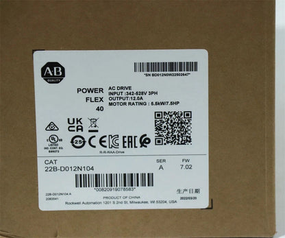 ALLEN BRADLEY 22B-D012N104 SER A POWERFLEX 40 AC DRIVE 7.5 HP