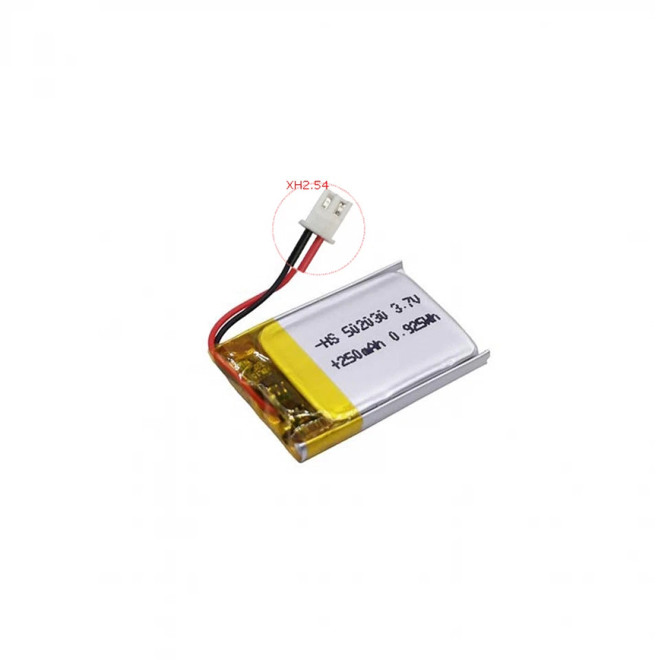 3.7V 250mAh LiPo Polymer Rechargeable 3 Wire Battery: MP3 GPS Speaker - 502030