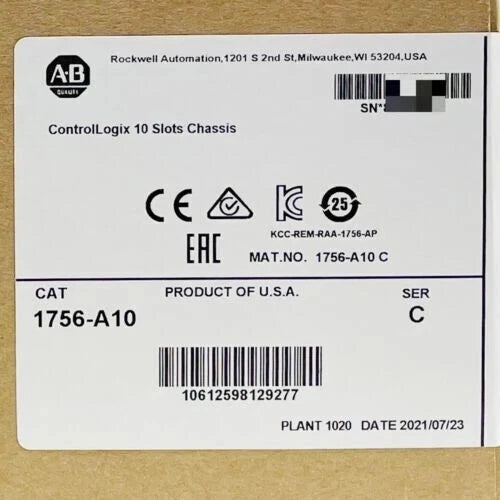 New Sealed AB 1756-A10 SER C ControlLogix 10 Slot Rack Chassis 1756A10