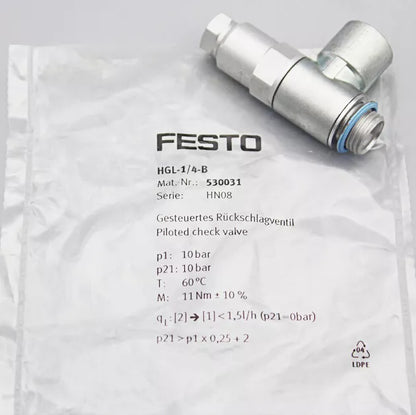 Festo HGL-1/4-B 530031 Check Valve New One Fast Shipping HGL1/4B