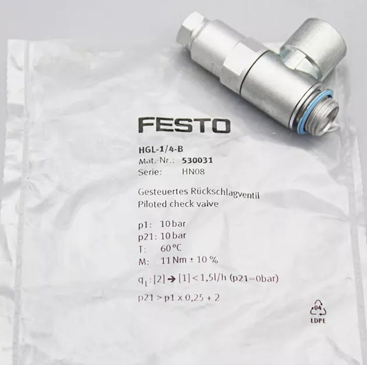 Festo HGL-1/4-B 530031 Check Valve New One Fast Shipping HGL1/4B
