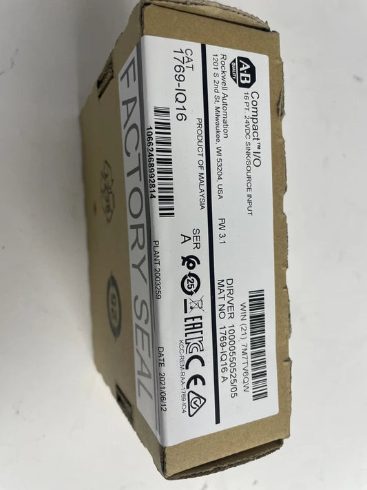 AB 1769-IQ16 CompactLogix 16 Pt 24VDC D/I INPUT Module 2023 New Factory Sealed